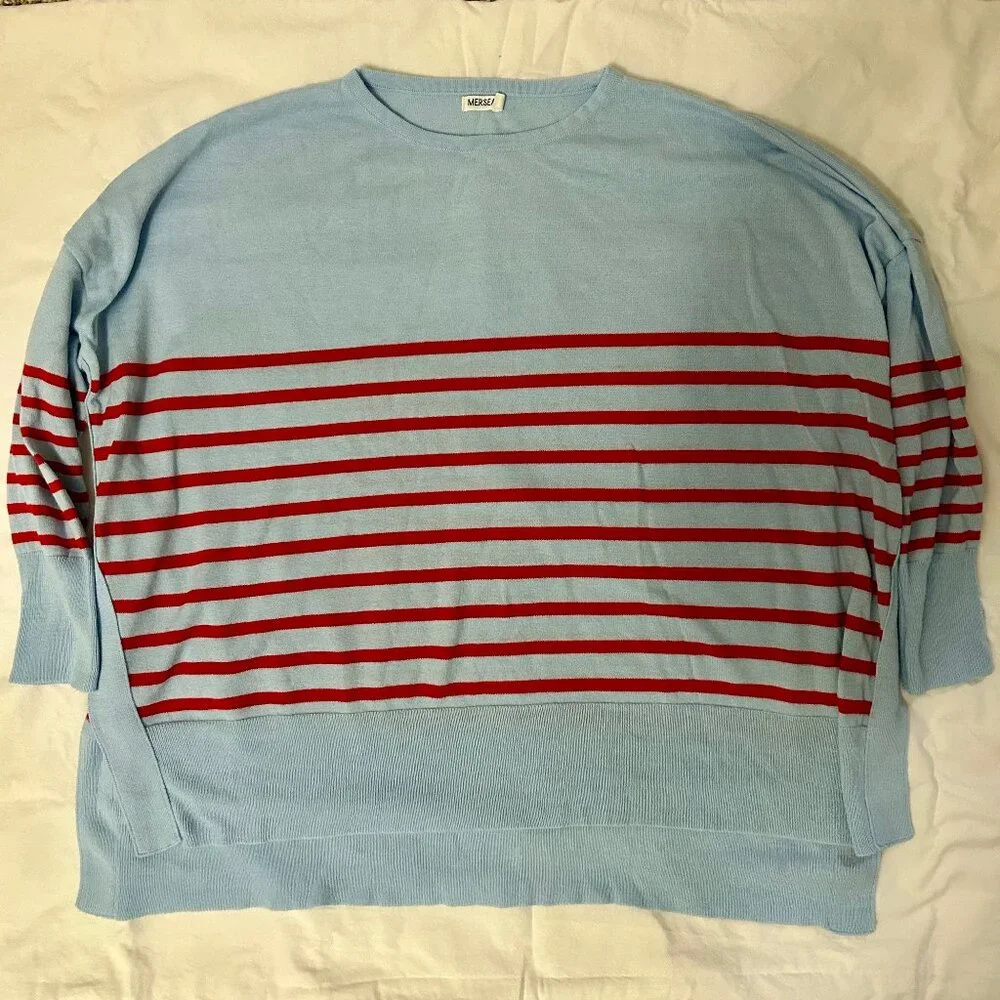 MerSea Tide Blue/Cherry Stripes Amour Sweater - One Size - Picture 2 of 5